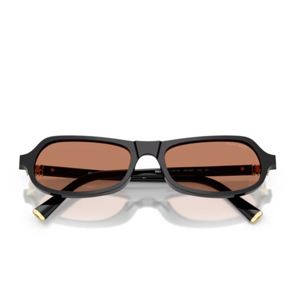 Miu Miu Sculpted Black Acetate Sunglasses With Retro Character