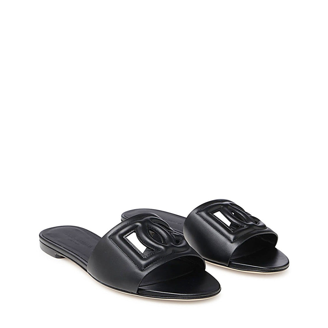 Dolce & Gabbana Black Leather Dg Millennials Flats