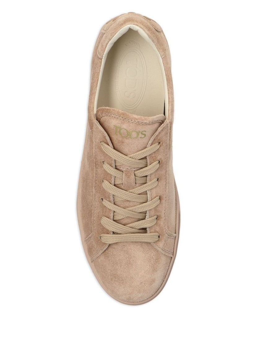 Tod's Brown Lace-Up Flat Suede Calfskin Sneakers