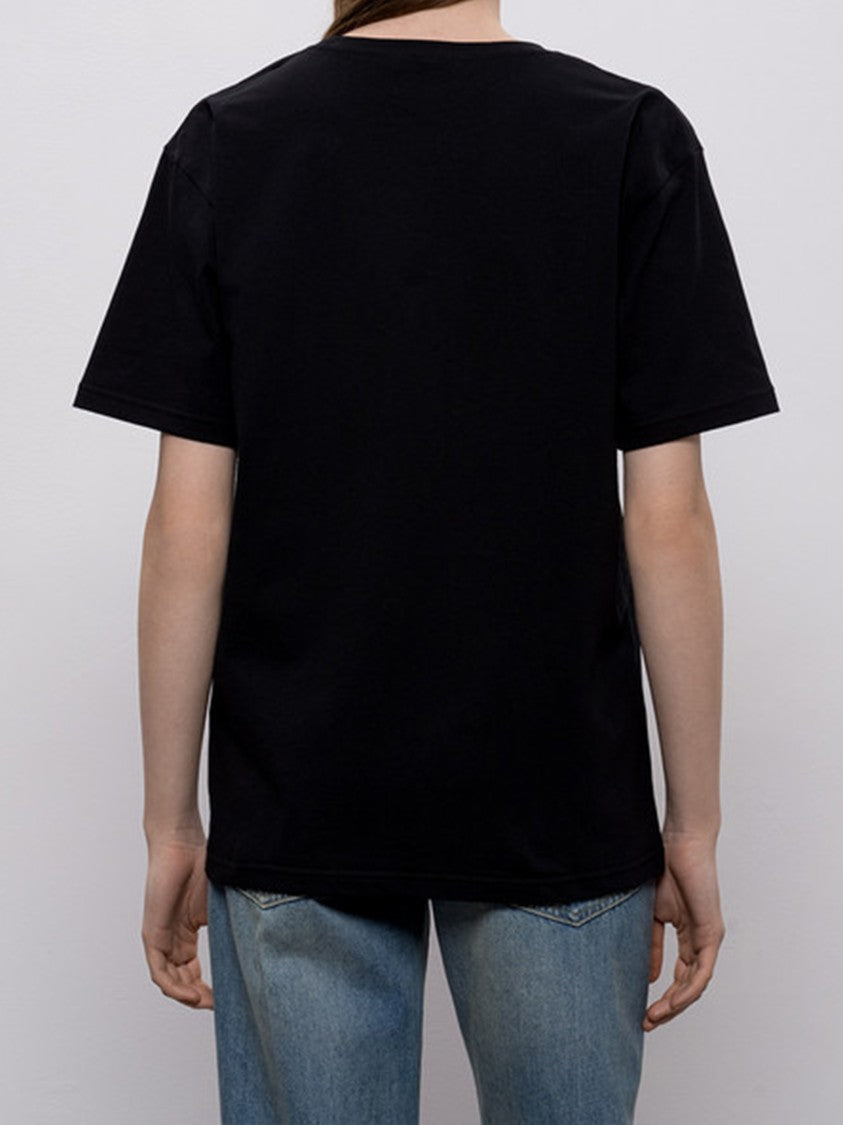 Valentino Black Short-Sleeved Red Panther Graphic T-Shirt
