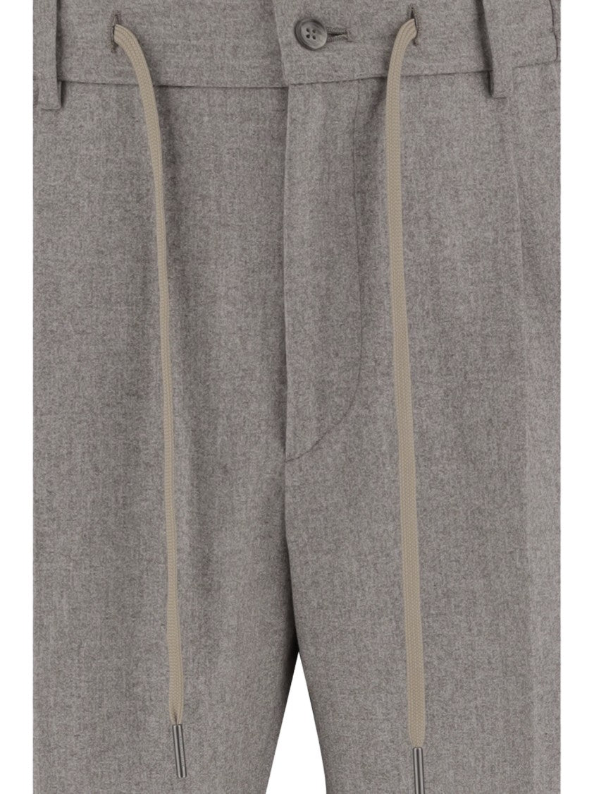 Tagliatore Tailored Dove Gray Virgin Wool Pants With Adjustable Waistband
