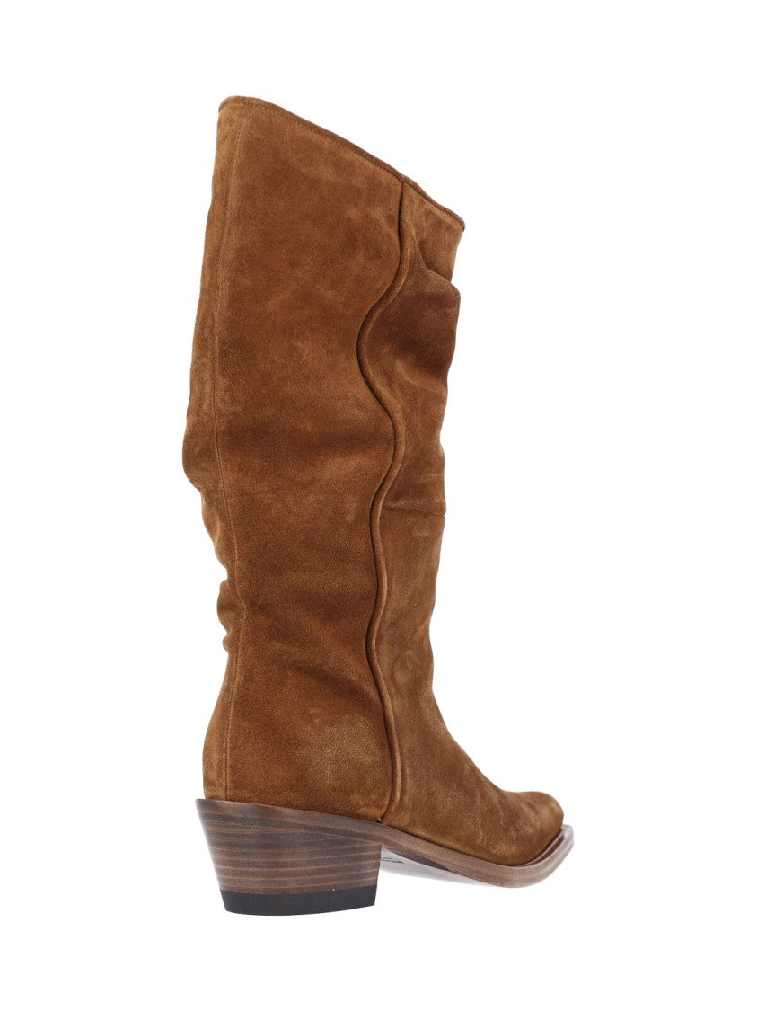Khaite Brown Clive Pointed Suede Boots