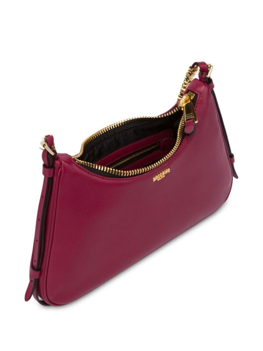 Moschino Dark Pink Sheepskin Leather Shoulder Bag