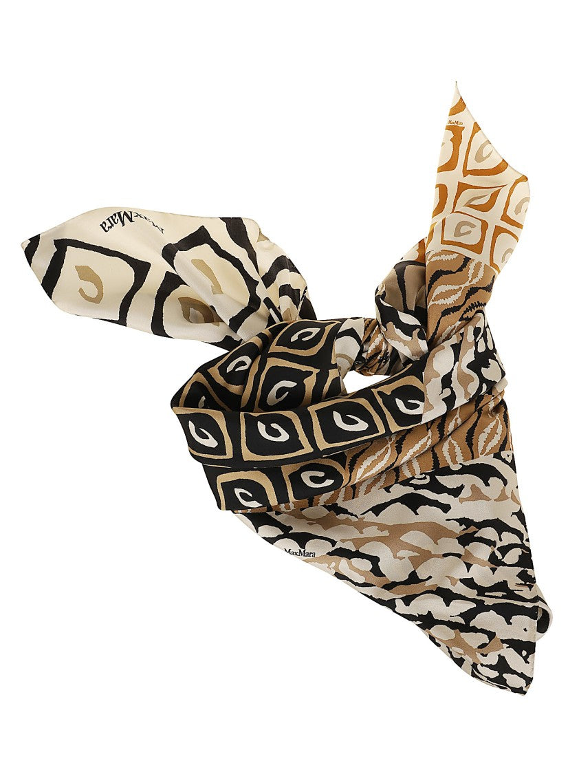 Max Mara Botanical Silk Twill Stola Scarf With Iconic Monogram