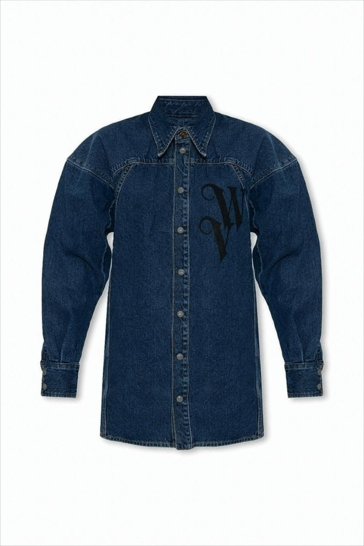 Vivienne Westwood Indigo Denim Long-Sleeve Shirt With Graphic Logo