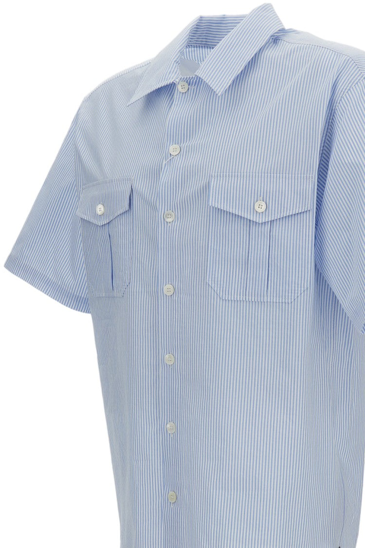 Mm6 By Maison Margiela Light Blue Striped Cotton Short-Sleeve Shirt