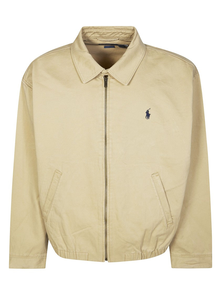 Polo Ralph Lauren Neutral Pointed Collar Zip Bomber Jacket