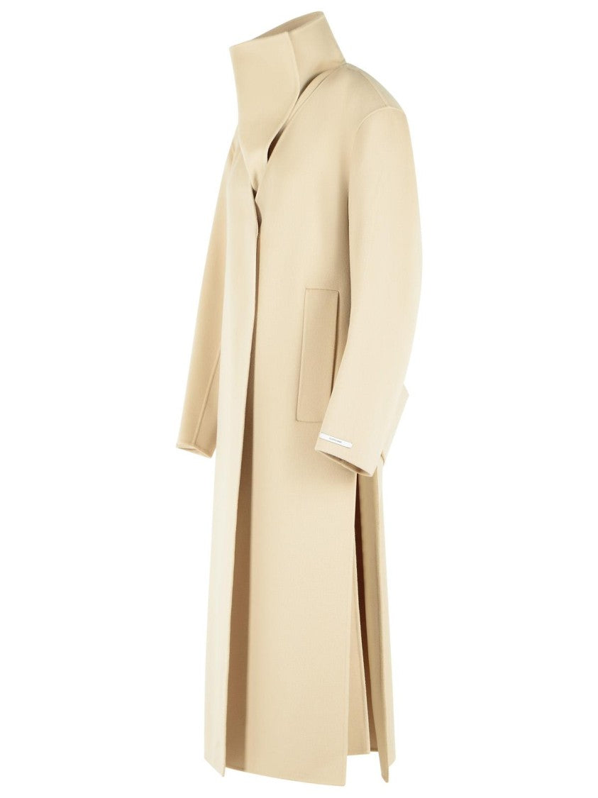 Sportmax 'Assenso' Long Coat In Pure Powder Wool