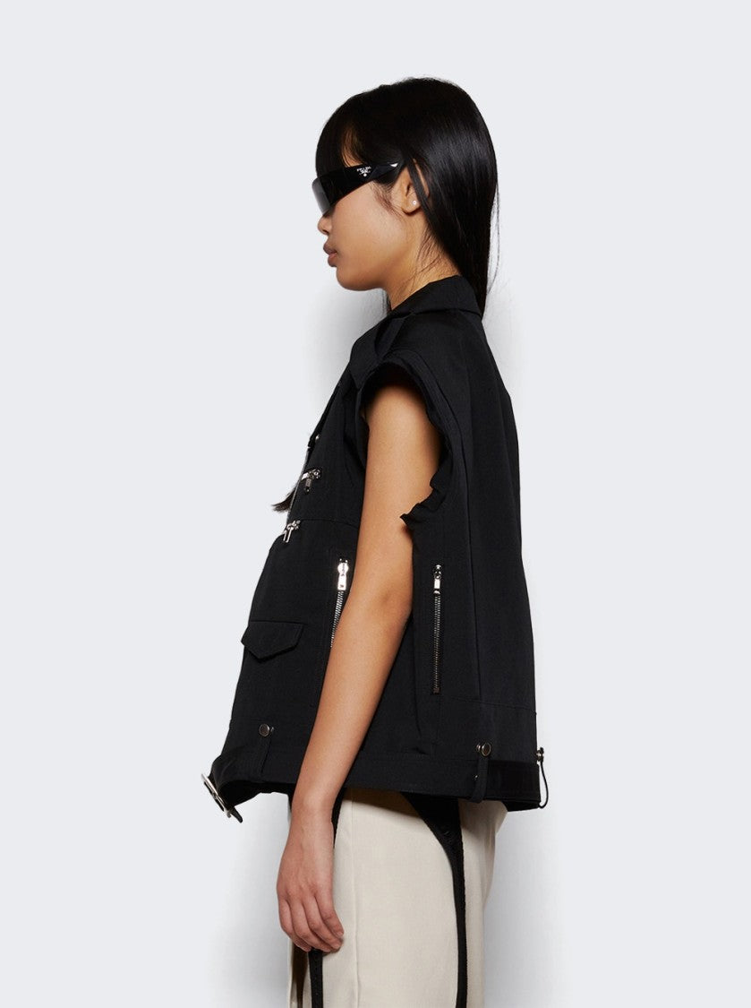 Rick Owens Cropped Sleeveless Black Stooges Jacket With Double-Breasted Design