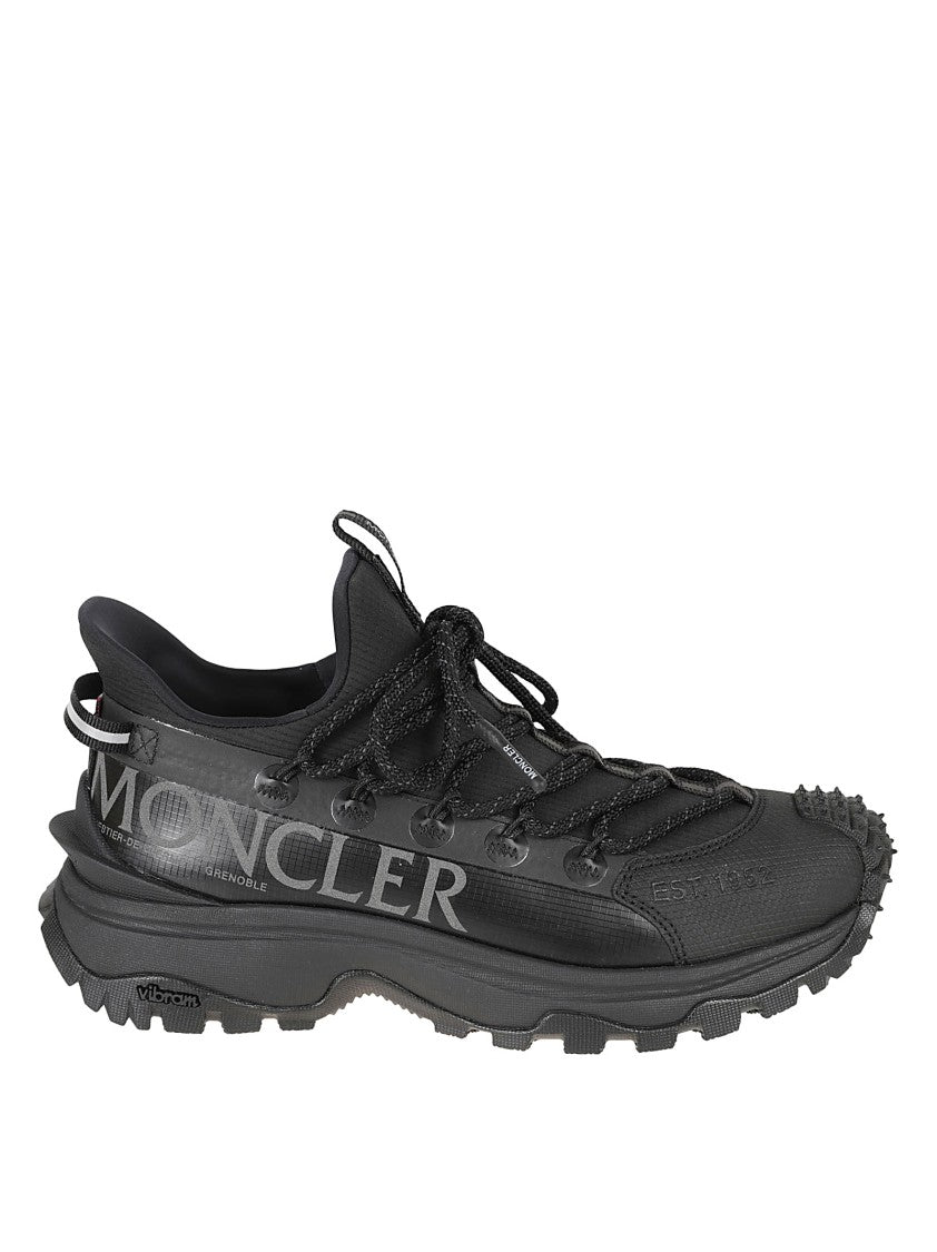 Moncler Textured Black Sneakers With Rugged Sole