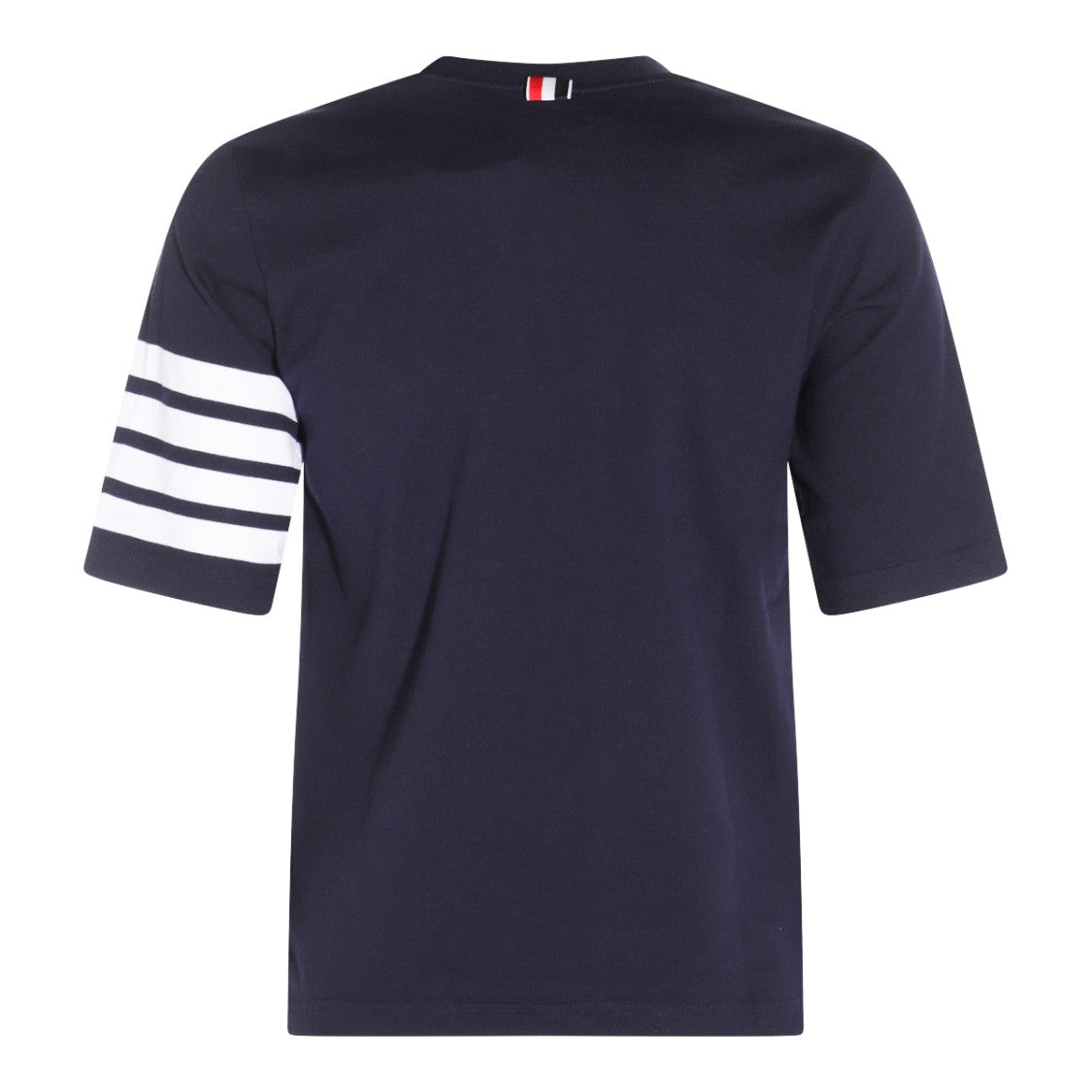 Thom Browne Navy Cotton T-Shirt With Distinctive Stripes