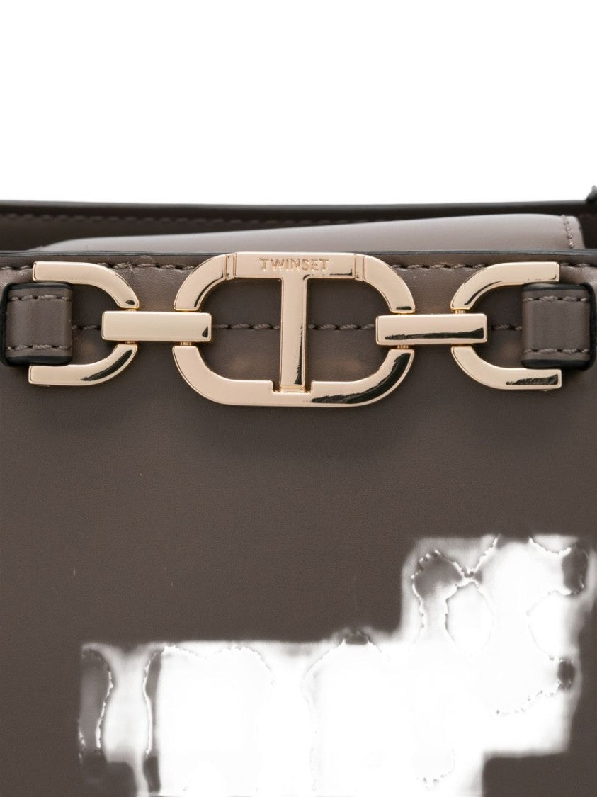 Twin-Set Structured Handbag With Gold-Tone Chain Detail