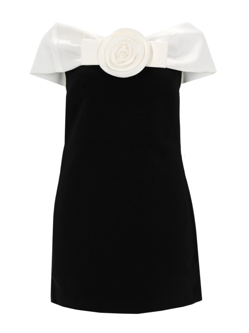 Self-Portrait Off-The-Shoulder White Flower Mini Dress
