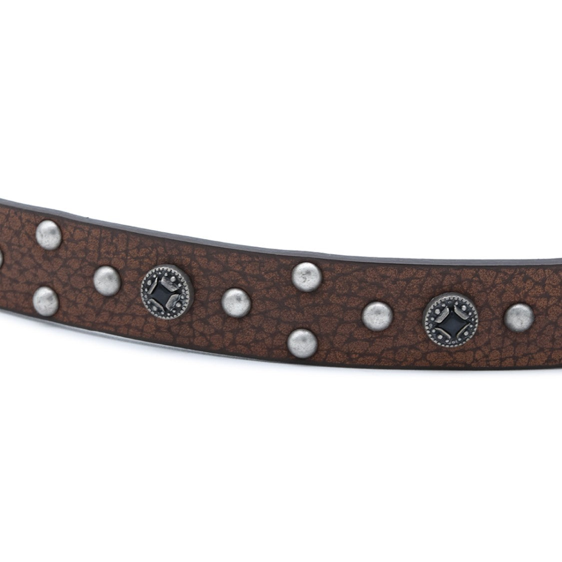 Golden Goose Textured Brown Leather Belt With Silver-Tone Accents