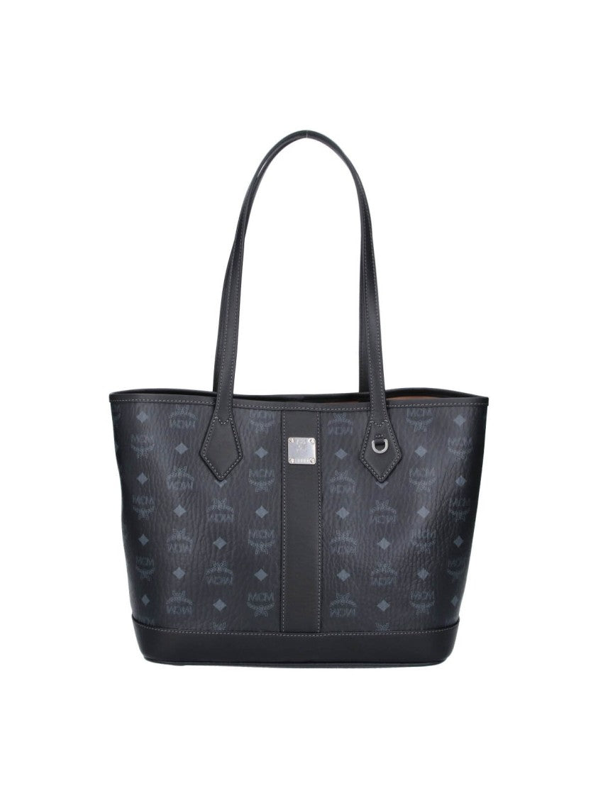 Mcm Black Liz Visetos Fabric Tote Bag