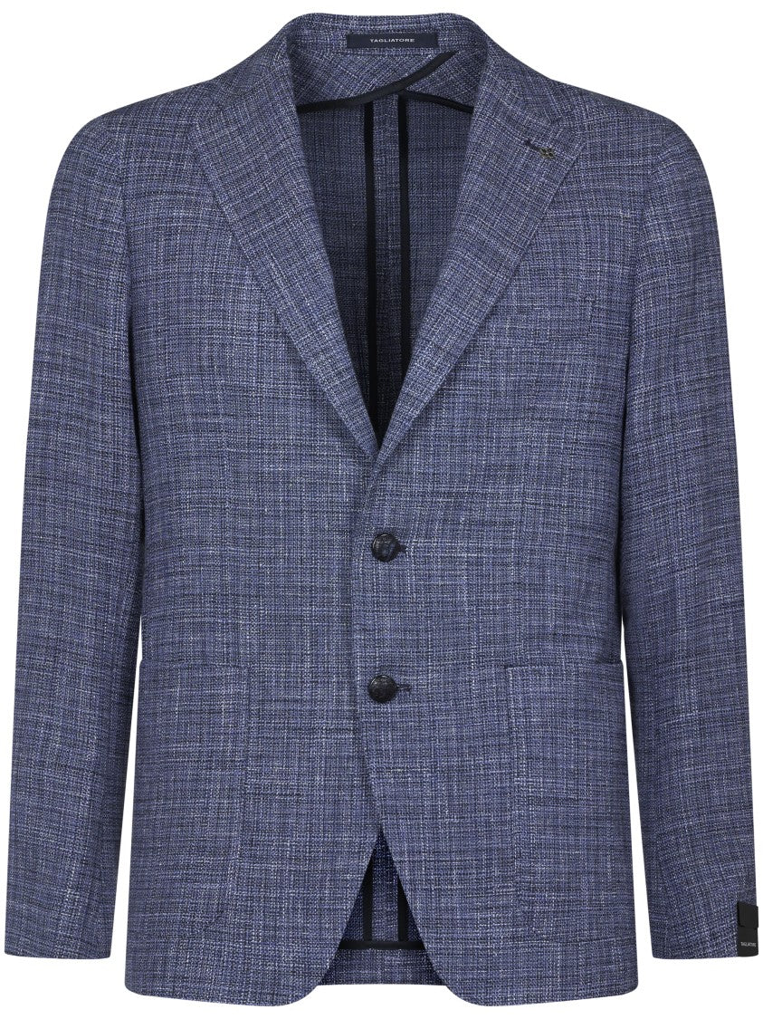 Tagliatore Textured Blue Tailored Jacket