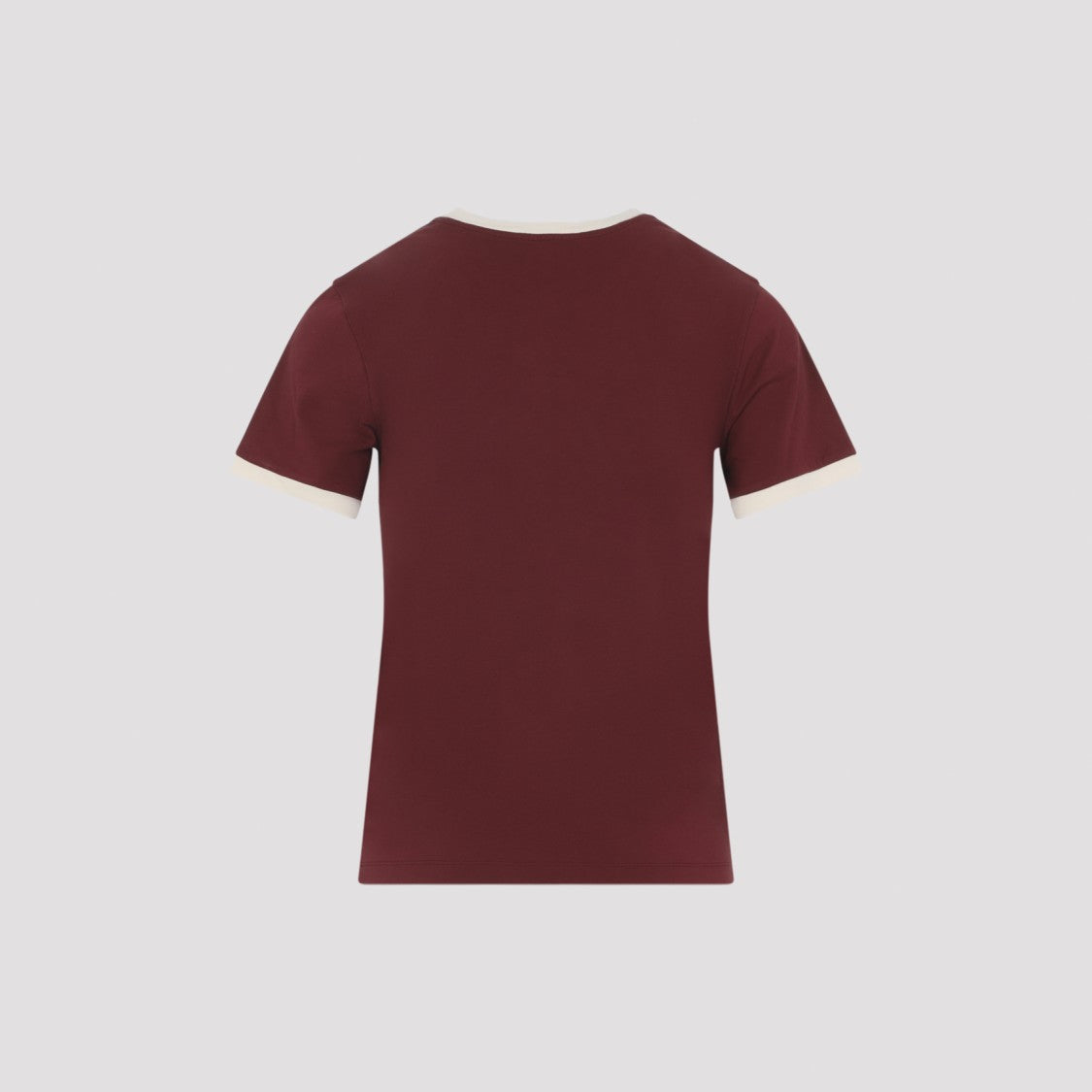 Miu Miu Burgundy T-Shirt With Contrast Ribbed Neckline