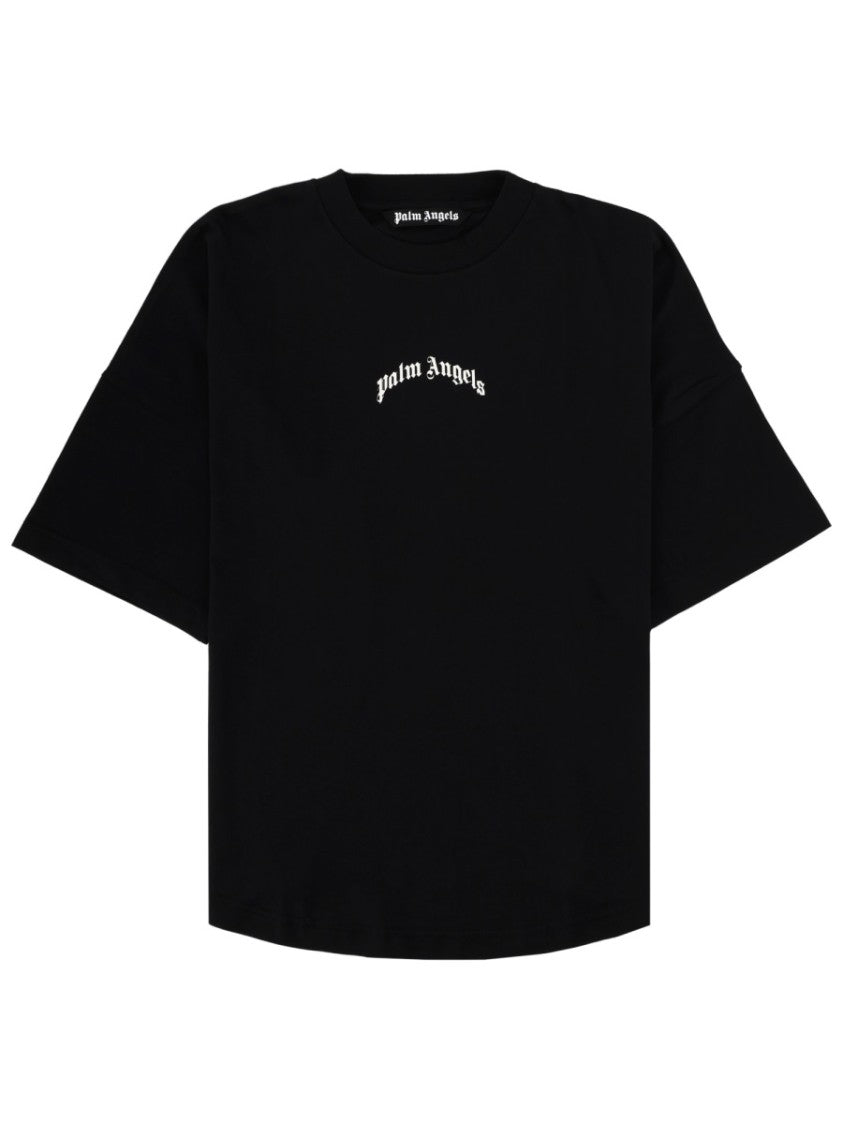 Palm Angels Black Gothic Logo Cotton T-Shirt