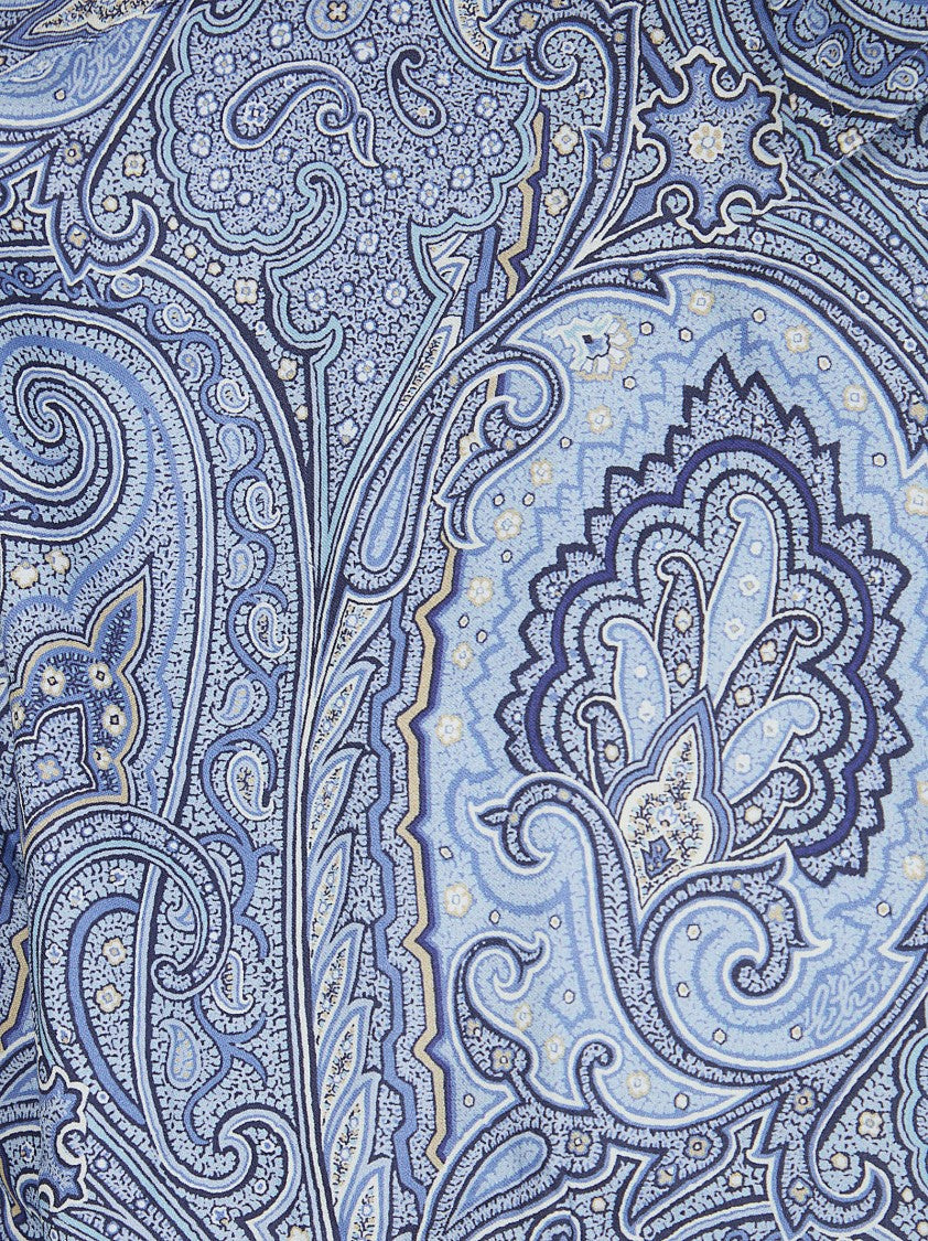 Etro Cotton Satin Shirt With All-Over Paisley Motif