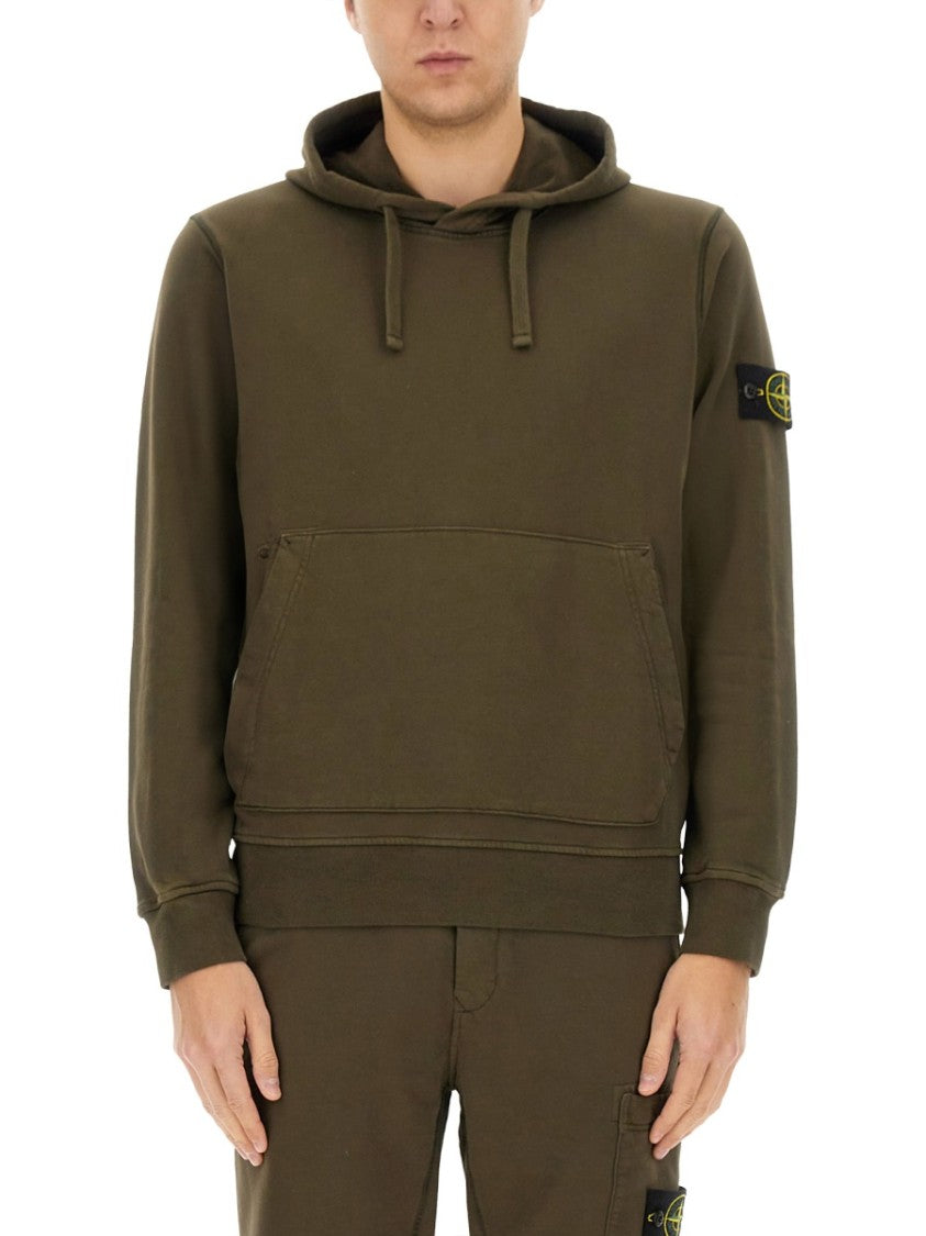 Stone Island Relaxed-Fit Cotton Hoodie With Signature Sleeve Patch