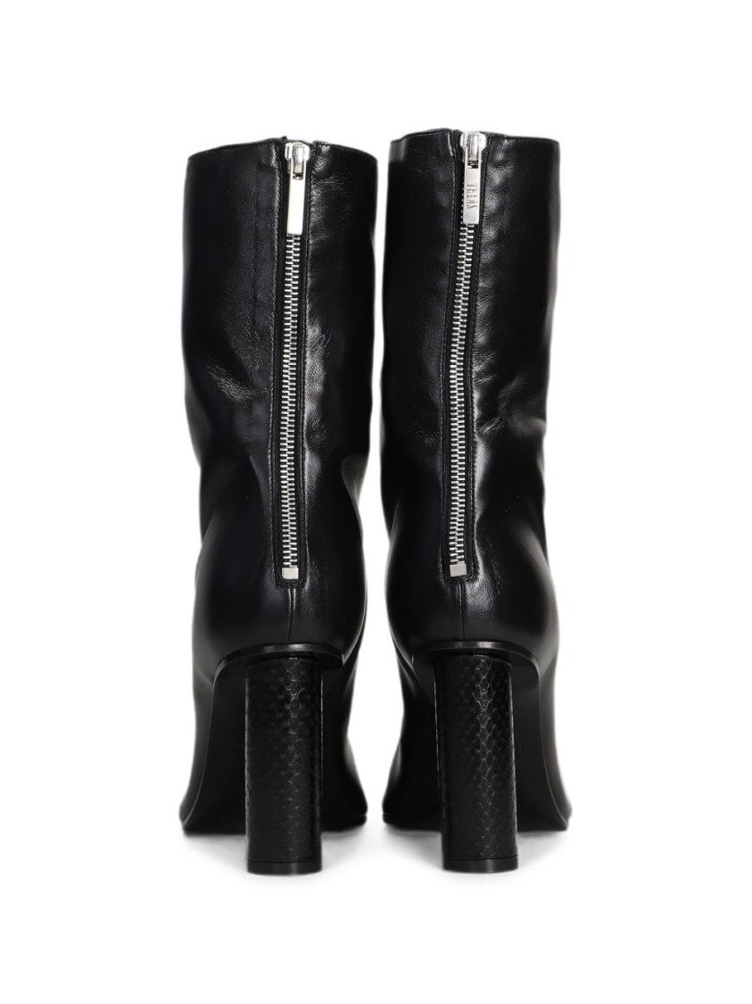 Paris Texas Black Pointed-Toe Silk-Nylon Ankle Boots