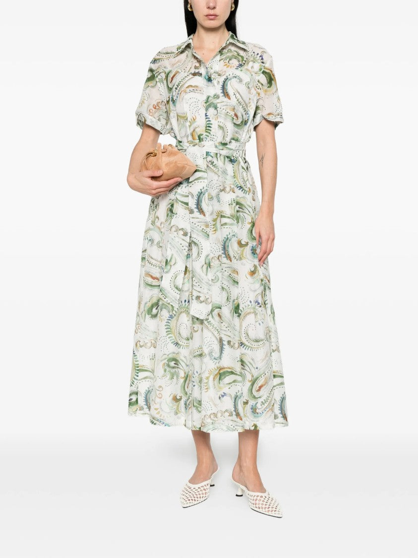 Marella Neutral Mllgalli Midi Cotton Silk Dress
