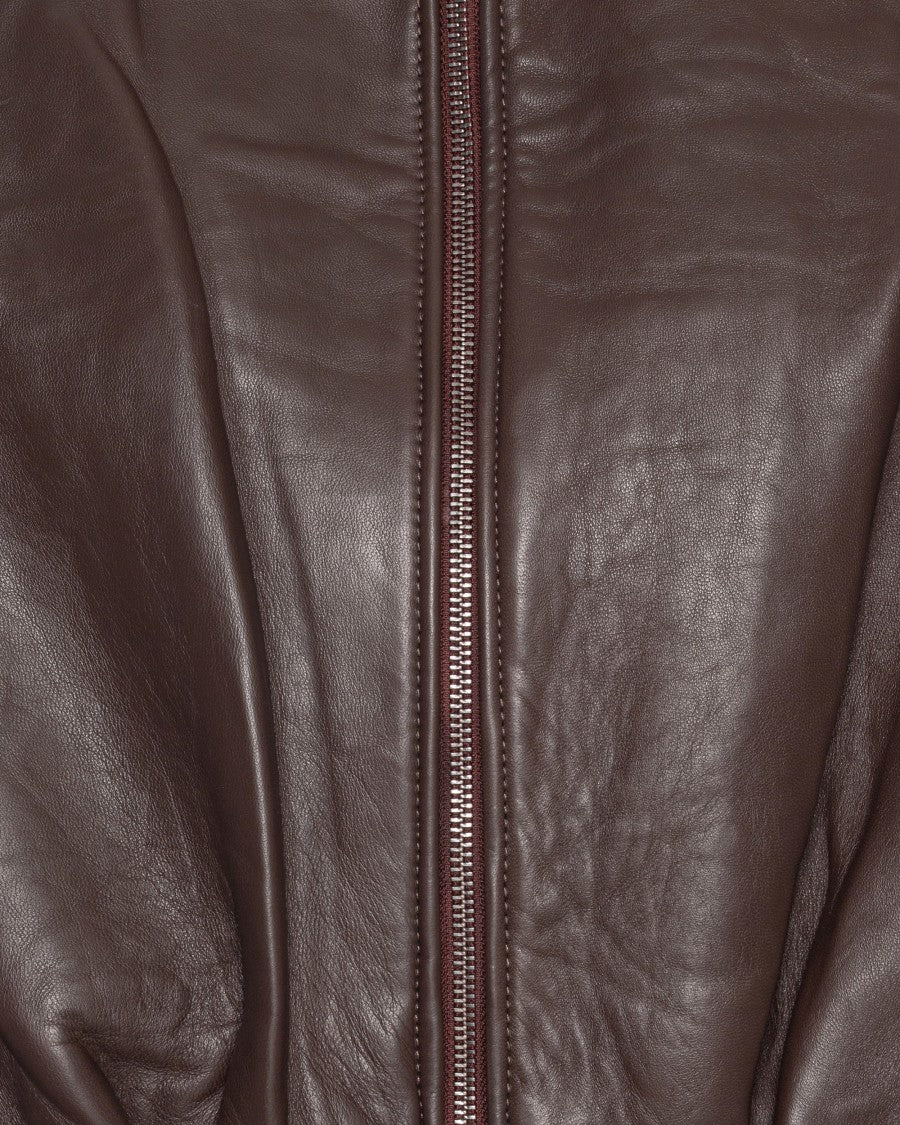 Rotate Brown Structured Lambskin Leather Jacket
