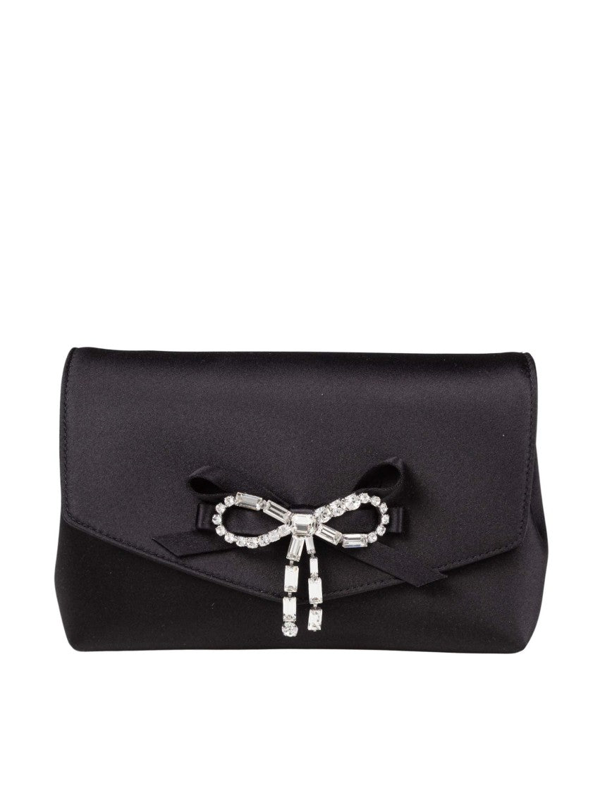 Jimmy Choo Mini Soft Bow Bag In Black Satin