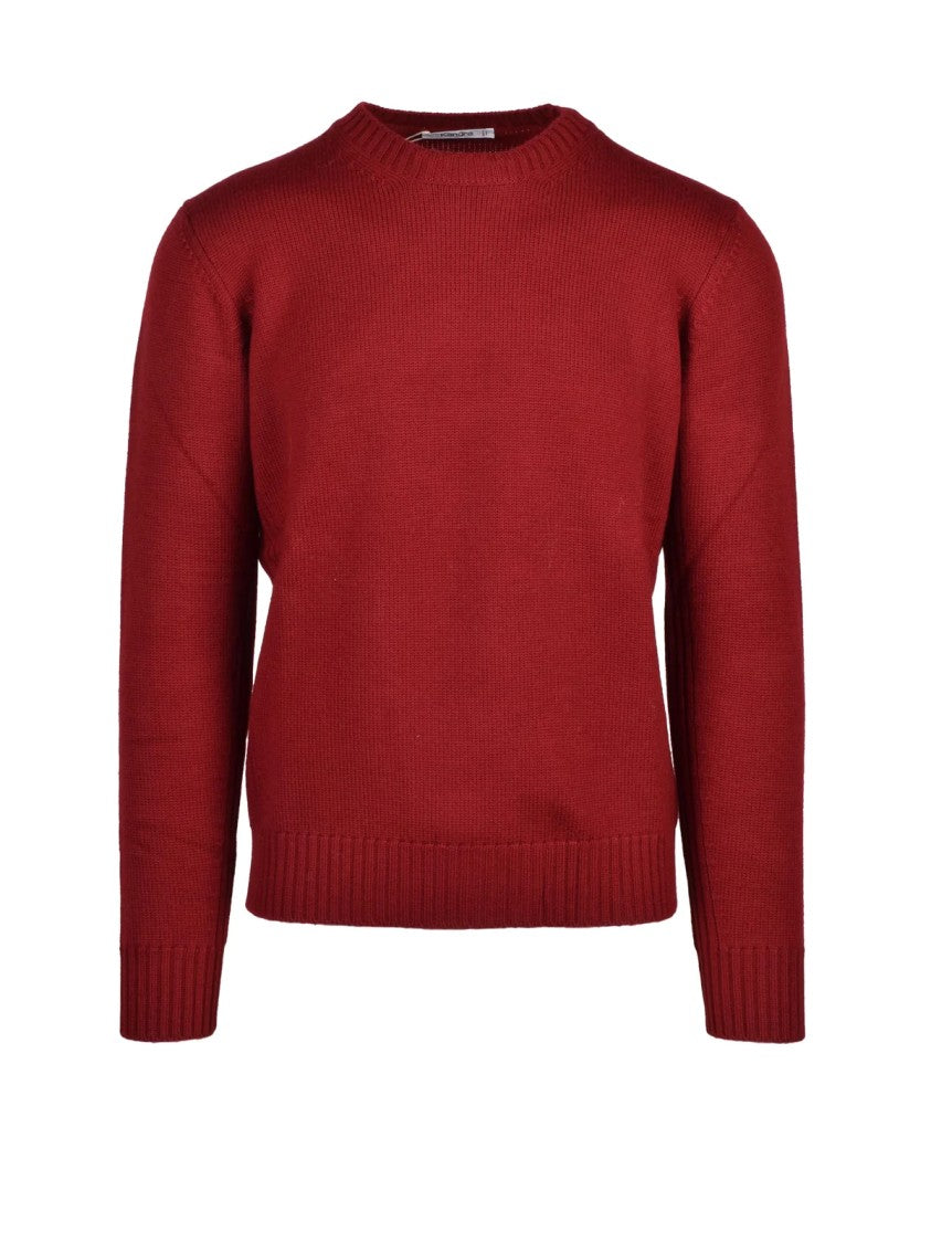 Kangra Classic Red Crewneck Sweater In Extrafine Merino Wool