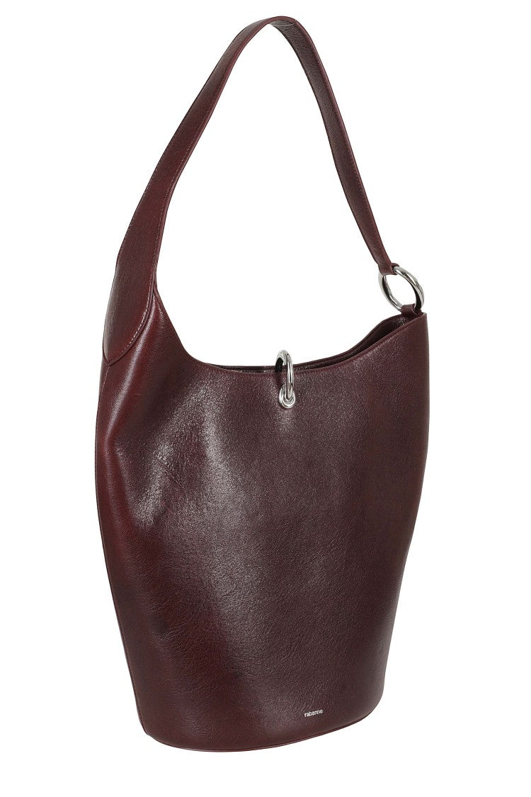 Rabanne Bordeaux Metal Ring Buckle Leather Handbag