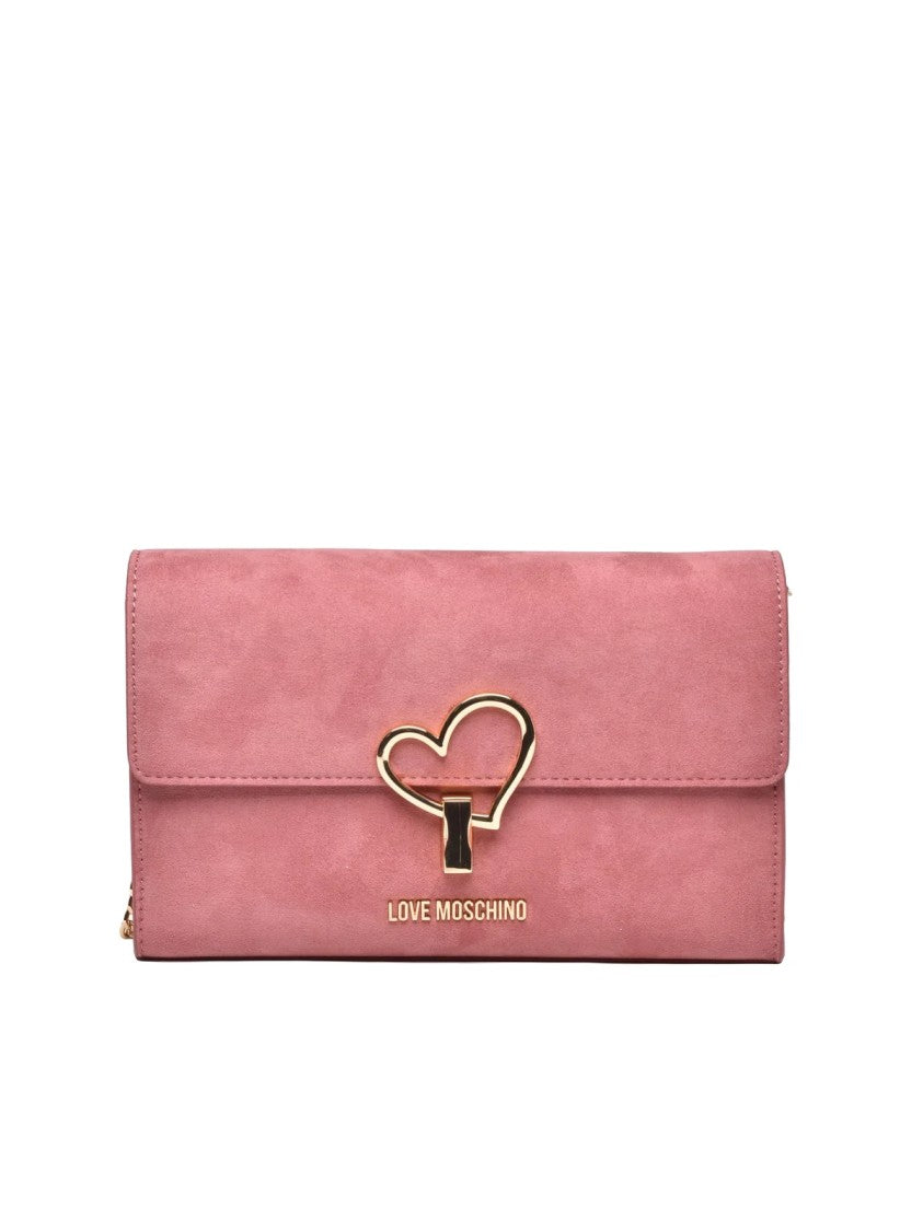 Love Moschino Suede Effect Crossbody Bag With Heart Lock Detail