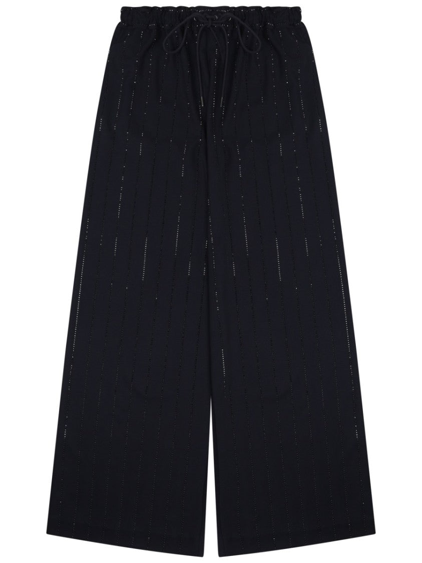 Self-Portrait Wide-Leg Pants With Vertical Rhinestone Embellishments