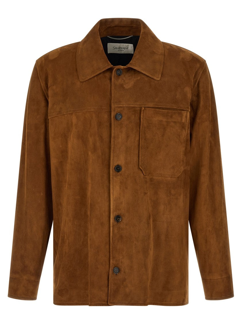 Saint Laurent Refined Suede Overshirt With Structured Design