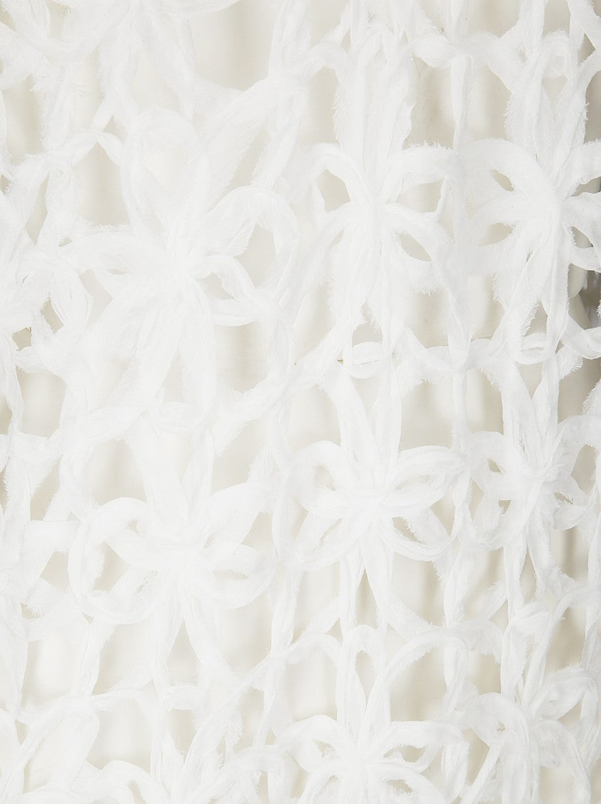 Stefano Mortari Floral Embroidered Top With Net-Like Effect