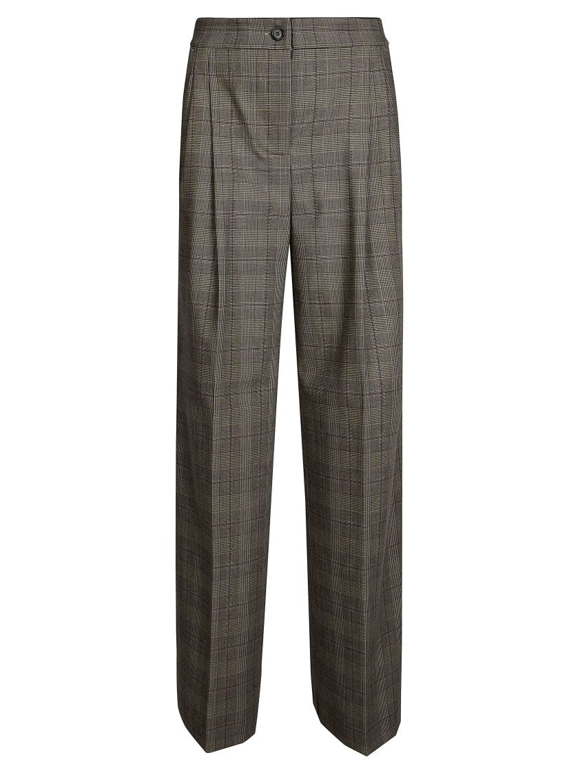 Pinko Plumeria Tailored Wool-Blend Plaid Straight-Leg Trousers