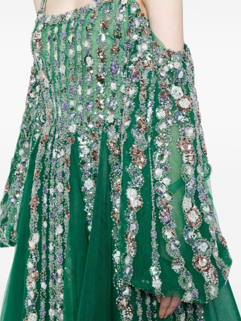 Saiid Kobeisy Off-Shoulder Beaded Dress With Shoulder Straps