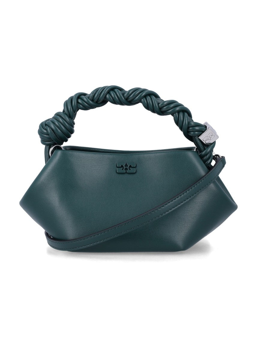 Ganni Twisted Handle Leather Shoulder Bag