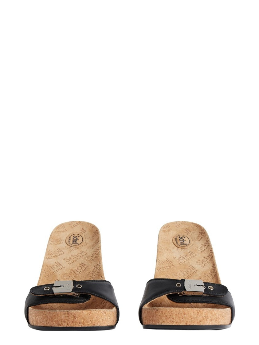 Balenciaga Scholl Cork Footbed Calfskin Sandals