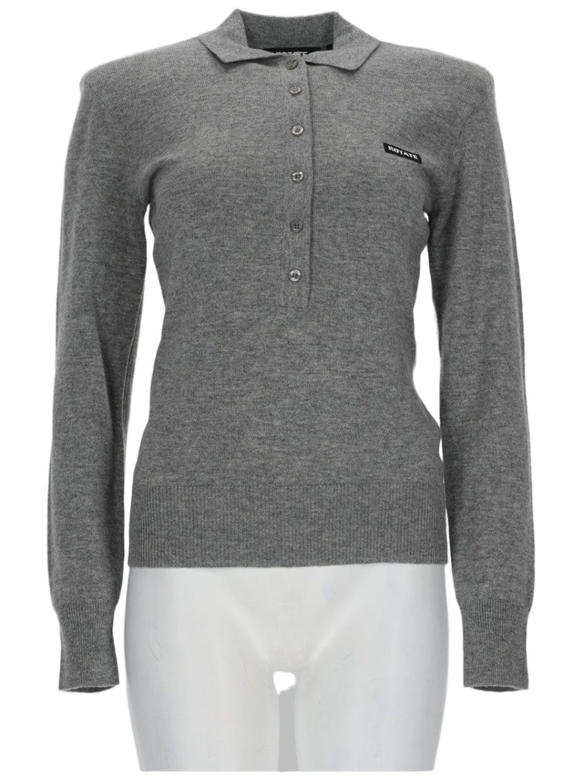 Rotate Long-Sleeved Polo Merino Wool-Cashmere Sweater