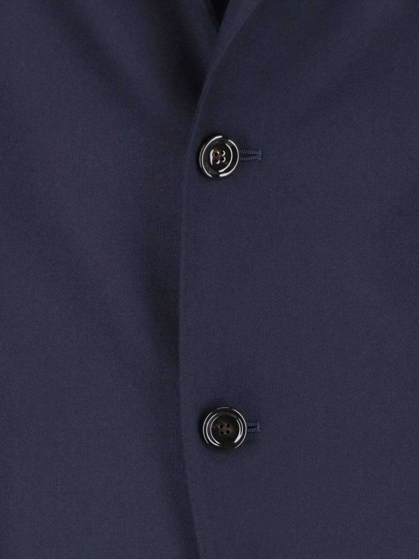 Lardini Navy Single-Breasted Notch-Lapel Virgin Wool Blazer