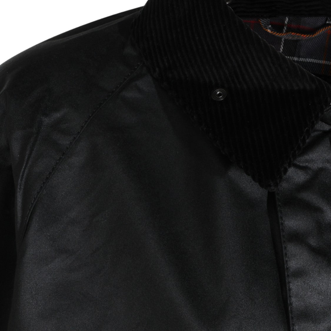 Barbour Black Matte Corduroy Collar Plaid Casual Jacket