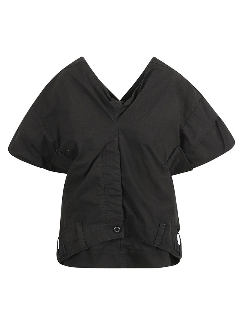 Balenciaga Structured V-Neck Top With Wide Sleeves