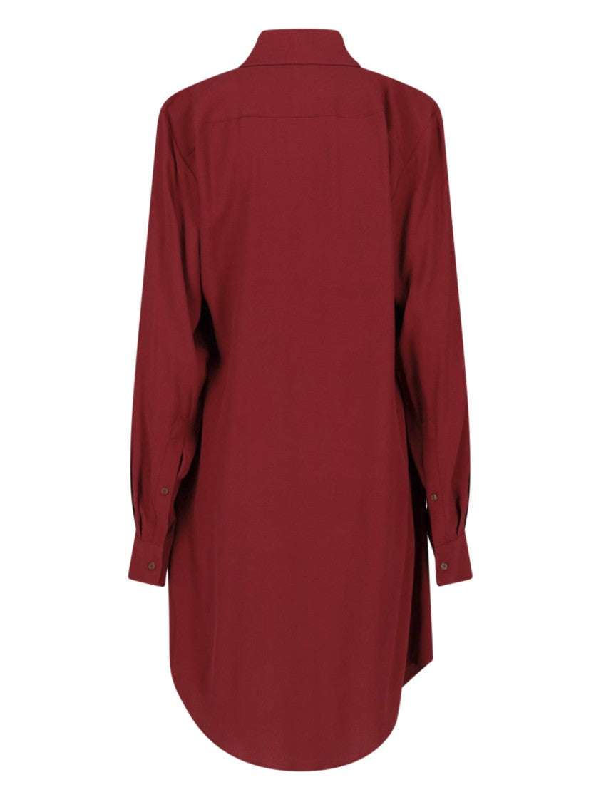 Vivienne Westwood Bordeaux Square Drape Panel Asymmetrical Viscose Midi Dress