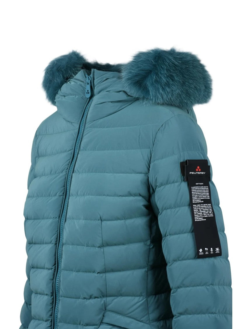 Peuterey Blue Turmalet Fur-Trimmed Down Jacket