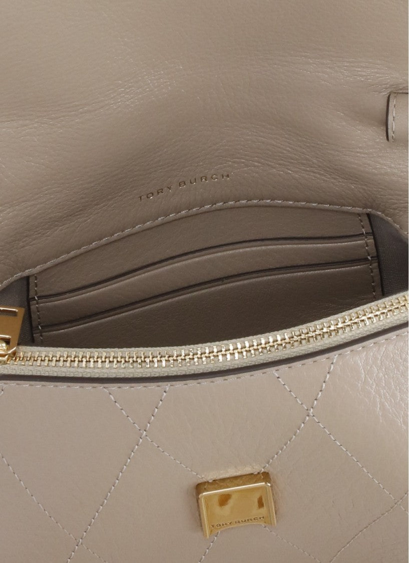 Tory Burch Beige Quilted Leather Gold Hardware Mini Shoulder Bag