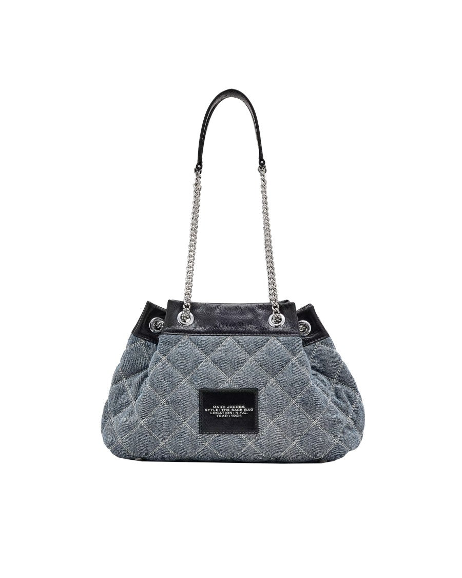 Marc Jacobs Quilted Denim Shoulder Bag With Chain Strap And Leather Detail