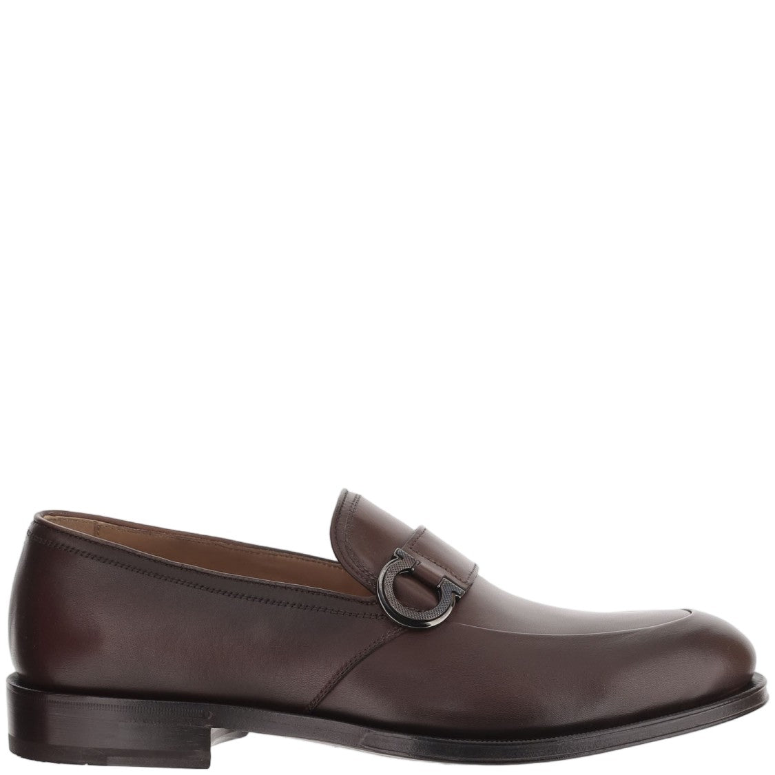 Salvatore Ferragamo Brown Logo Detail Leather Loafers