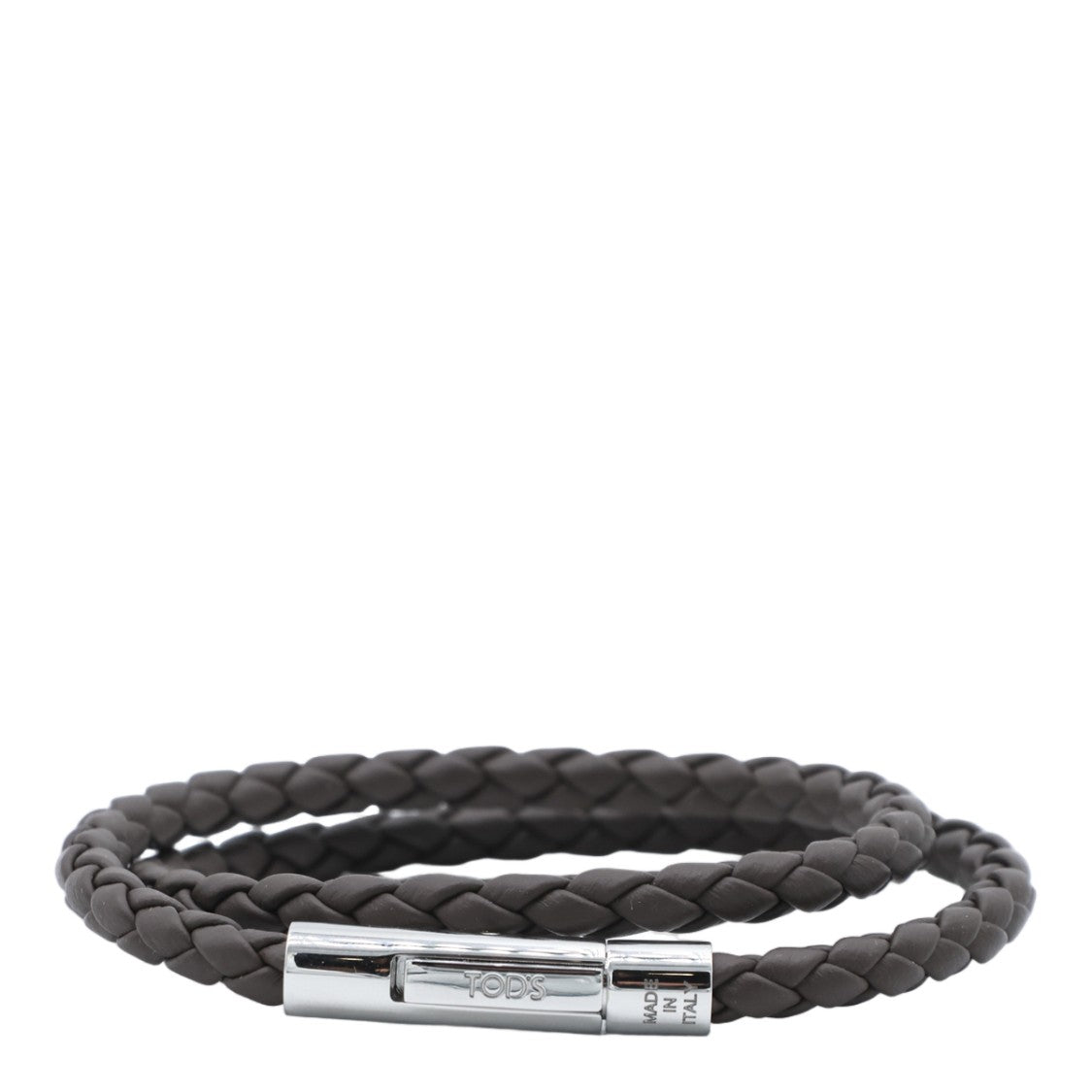 Tod's Double-Wrap Braided Bracelet With Polished Metallic Clasp