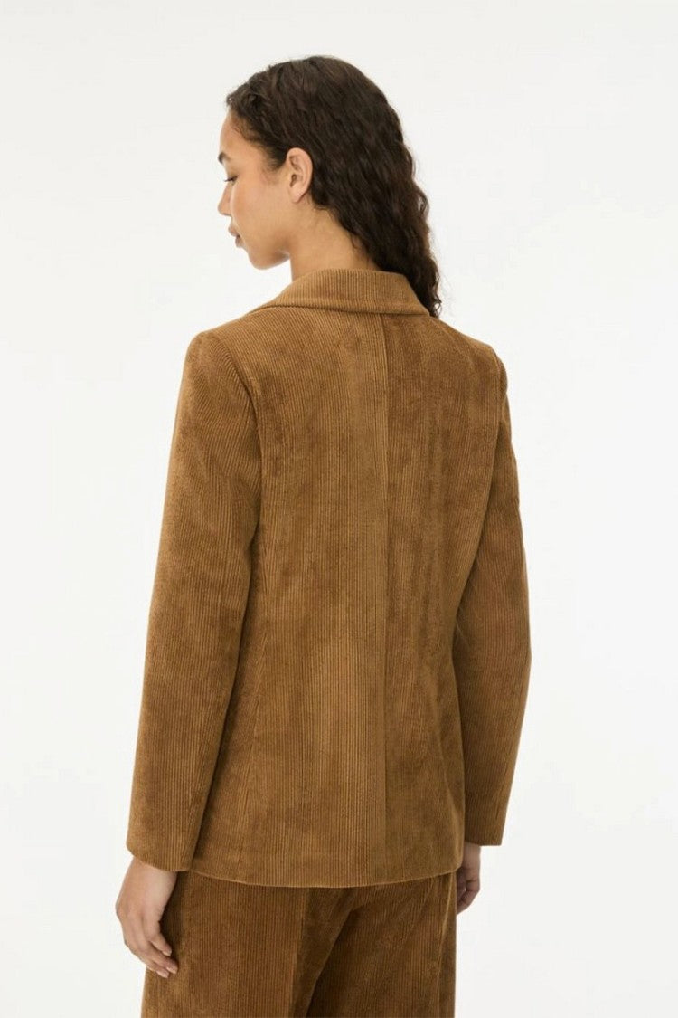 I Blues Camel Fine-Rib Double-Breasted Coat