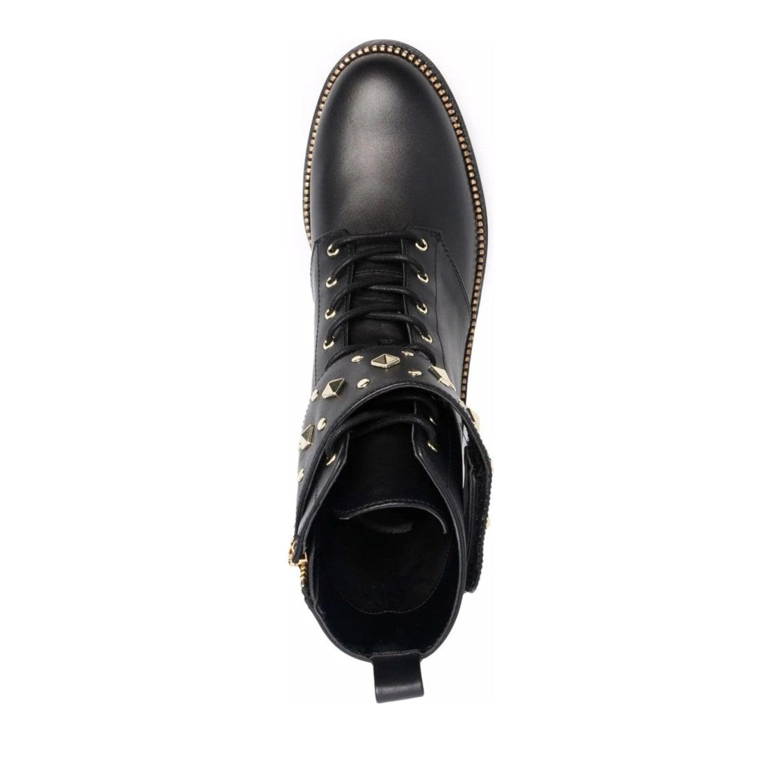 Michael Kors Black Haskell Cuff Leather Studded Strap Boots